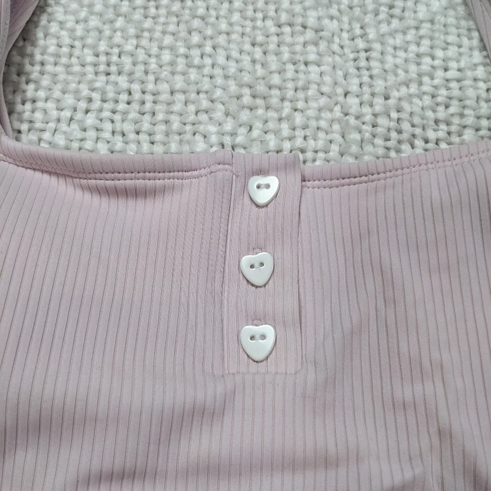 Stoney Clover Lane Baby Pink Ribbed Henley Cheeky High Leg One Piece‎ Size M